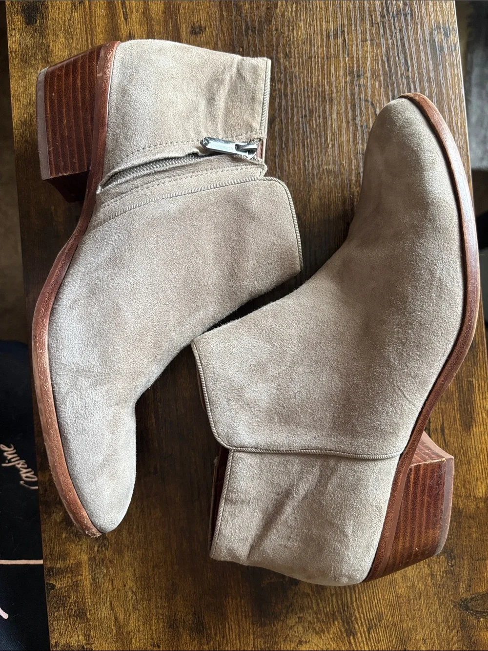 Sam Edelman Suede Ankle Booties in Taupe (Size 9W)